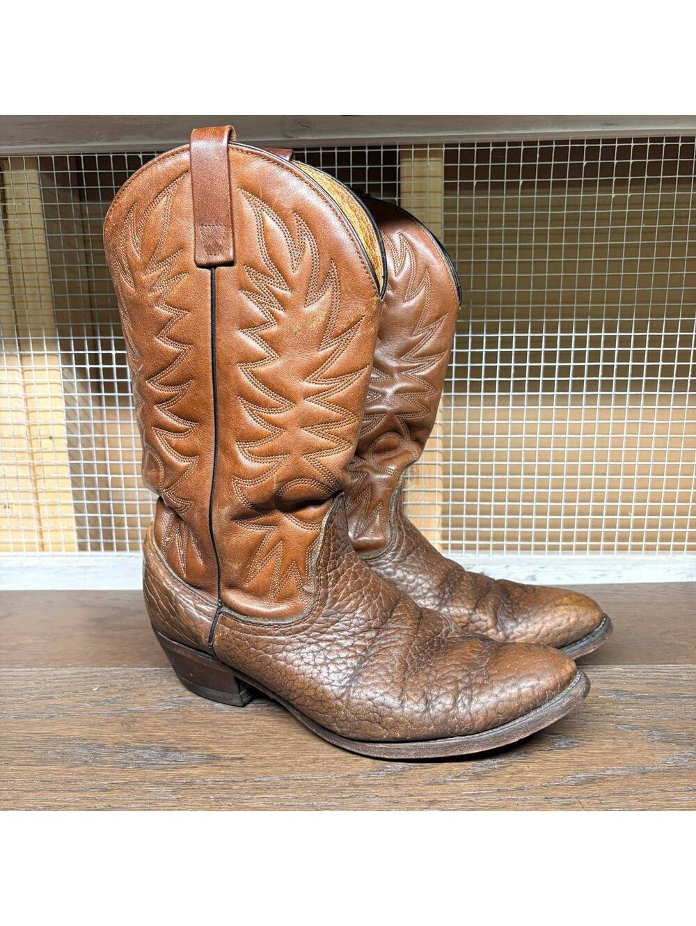 Vintage Palomino Cowboy Boots Men's Size 9 D Brown Leather